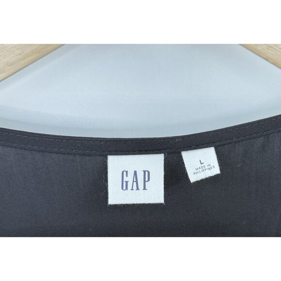 GAP Women’s Black Puff Sleeve Button Mini Dress Size L Preppy Normcore Simple - Picture 5 of 12